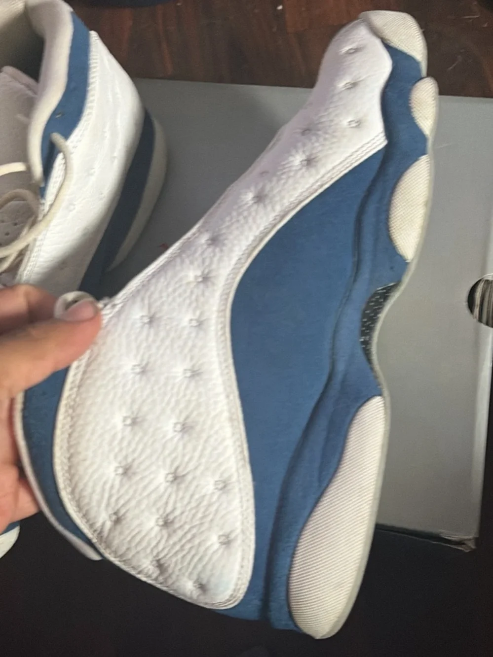 Jordan White and Navy Retro Basketball Sneakers
